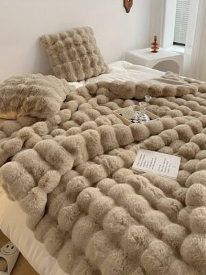 Tuscany Rabbit Fur Short Plush Casual Throw Blanket, A Luxurious High End Sofa Blanket That Is Soft, Warm, And Cozy Like Fur.