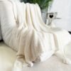 Nordic Style Solid Color Chunky Knitted Blanket, Double Sided Throw Blanket With Tassel, Soft Warm Blanket For Couch, Sofa, Office, Bed, Camping, Car, Travelling For All Season