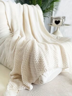 Nordic Style Solid Color Chunky Knitted Blanket, Double Sided Throw Blanket With Tassel, Soft Warm Blanket For Couch, Sofa, Office, Bed, Camping, Car, Travelling For All Season