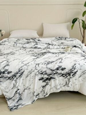 f4b492d71c17f6d2efee75b19587921c.jpg Marble Pattern Flannel Blanket | Contemporary Style, Polyester, Machine Washable, Suitable For All Seasons, Ideal For Bedroom And Living Room Decor